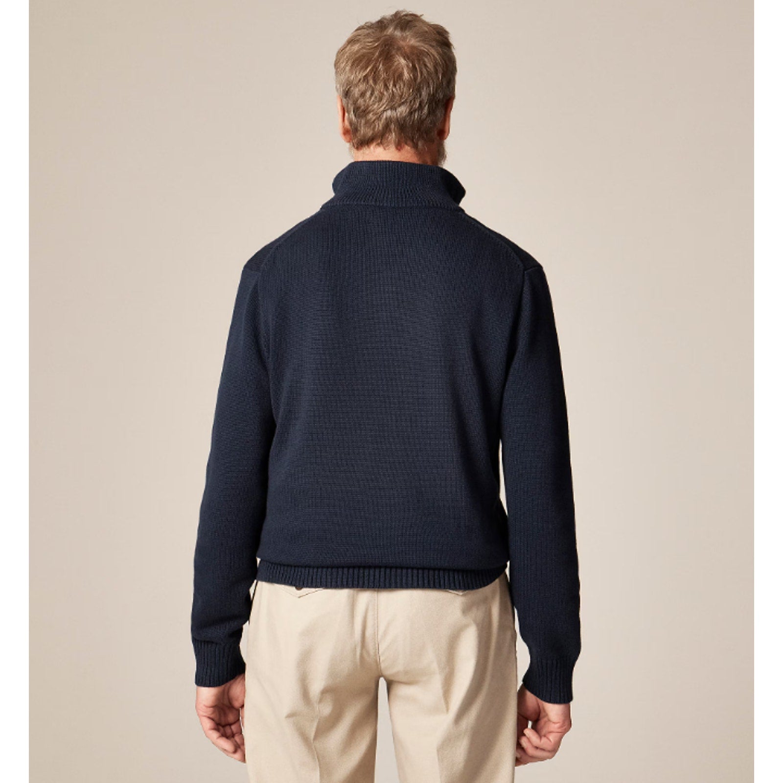 J.Crew Mens Heritage Cotton Half-Zip Sweater Large Navy Blue BT793 NWT