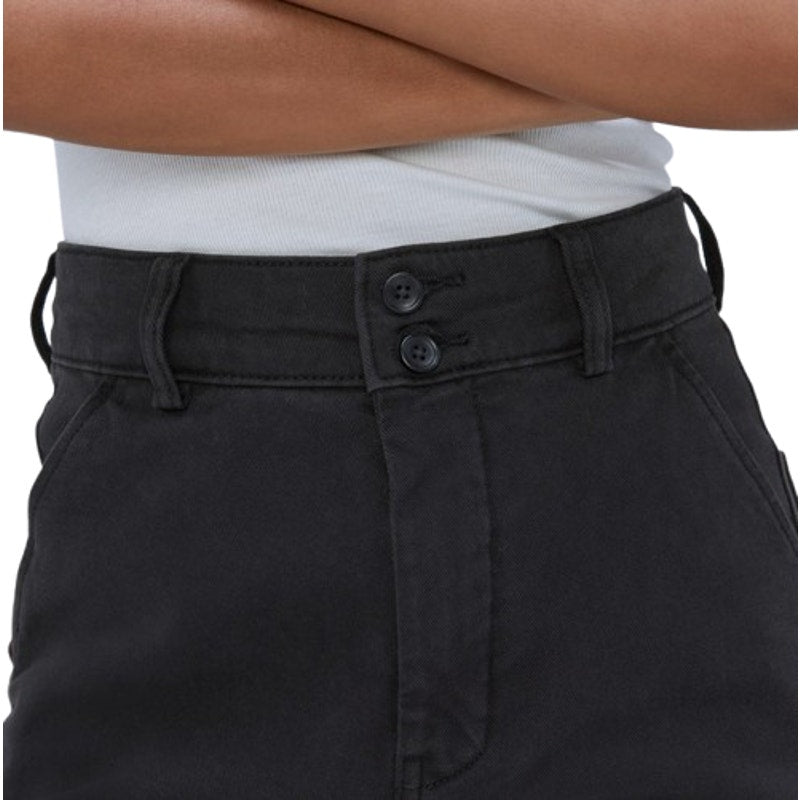EVERLANE Womens Organic Wide-Leg Crop Pants Size 0 Black Chino Stretch Twill NWT