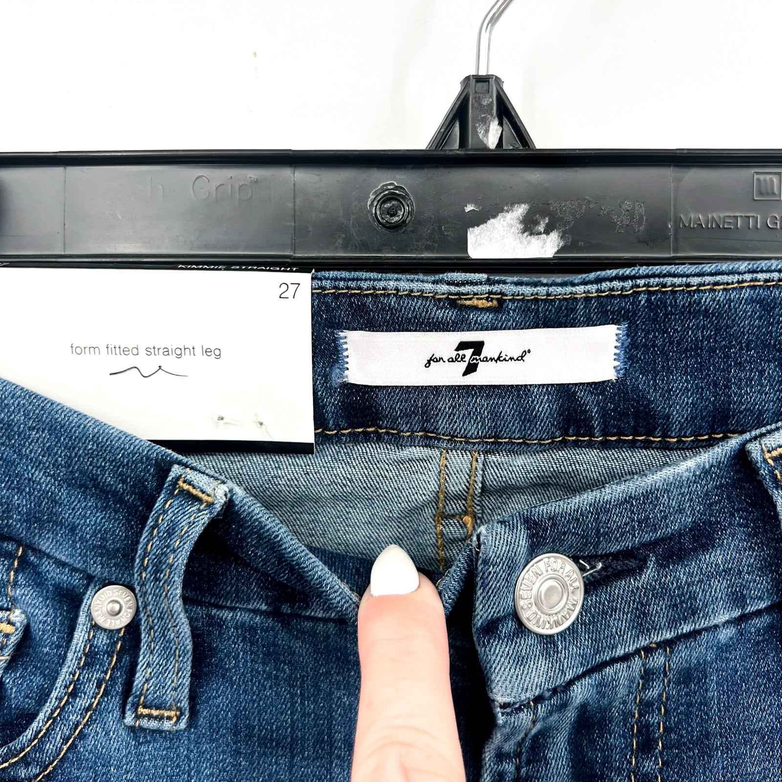 7 FOR ALL MANKIND Womens Kimmie Straight Slim Jeans Size 27 Blue Love Story NWT