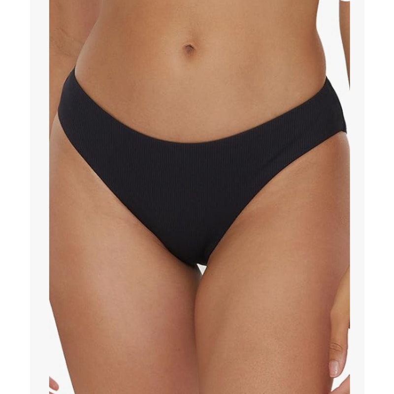 BECCA Women's Modern Edge Shirred American Bikini Bottom Medium Black NWT