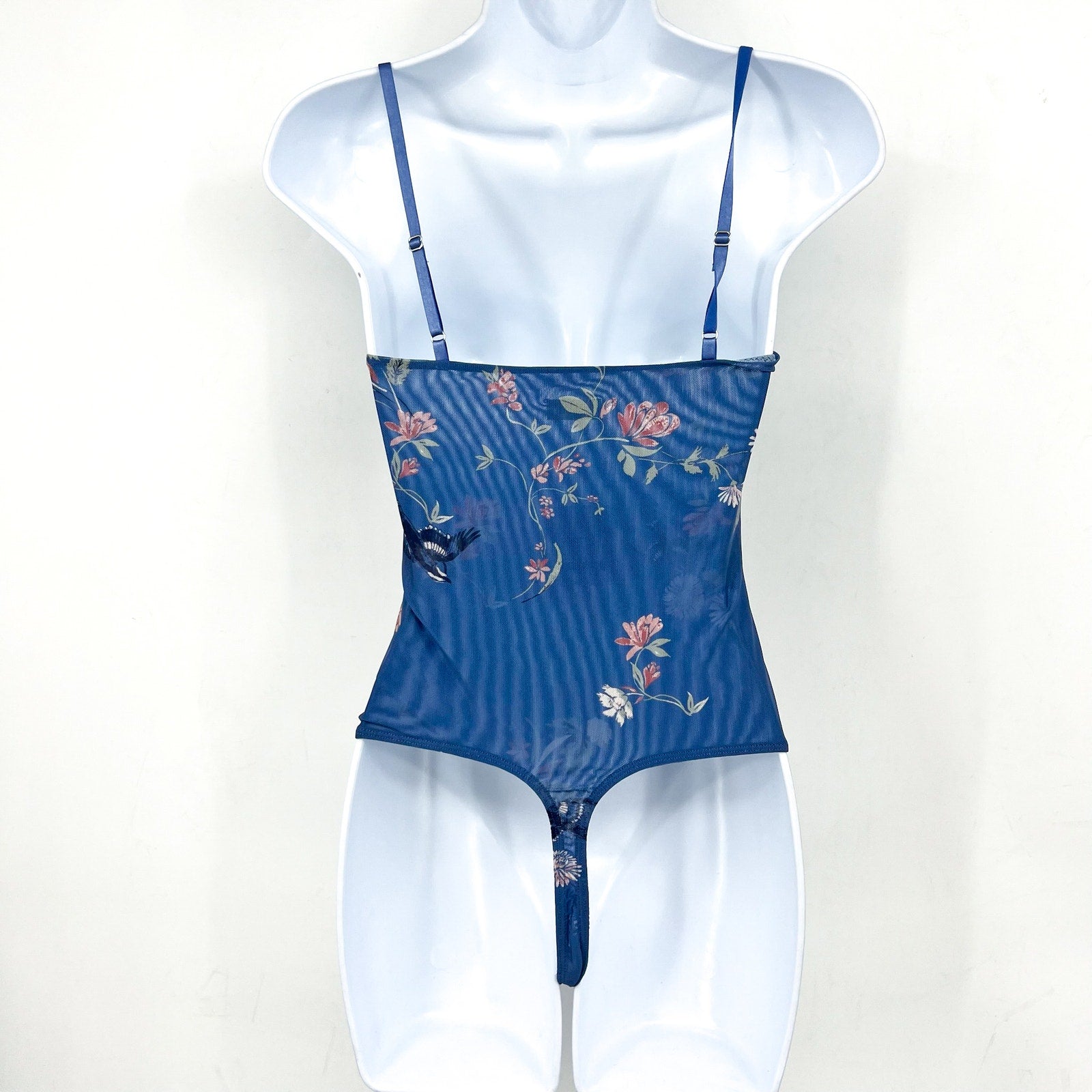 FREE PEOPLE X INTIMATELY FP Night Rhythm Bodysuit Small Blue Floral Corset NWT