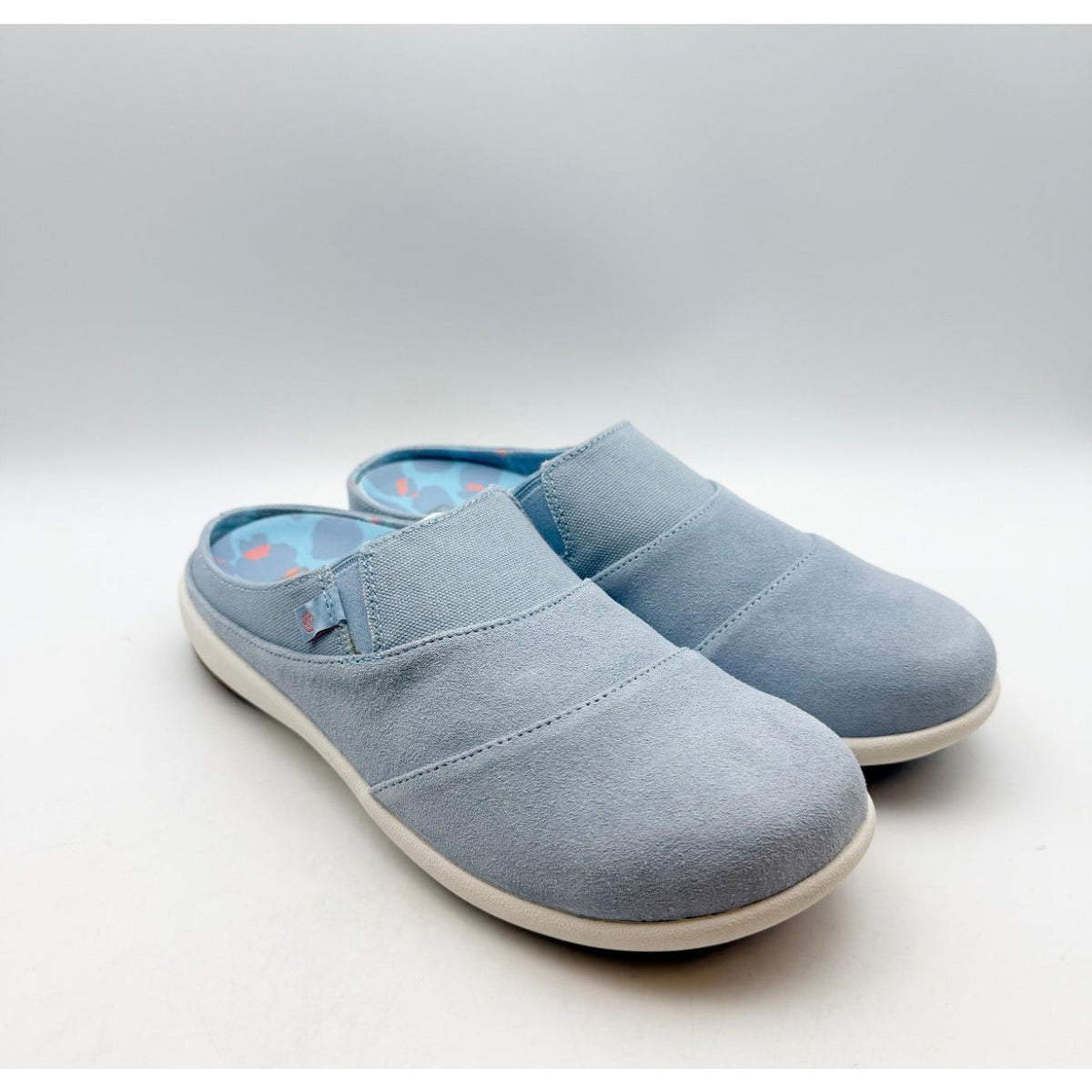 SPENCO Womens Siesta Bokeh Layered Clogs Size 7.5 EU 38 Blue Fog Suede NIB