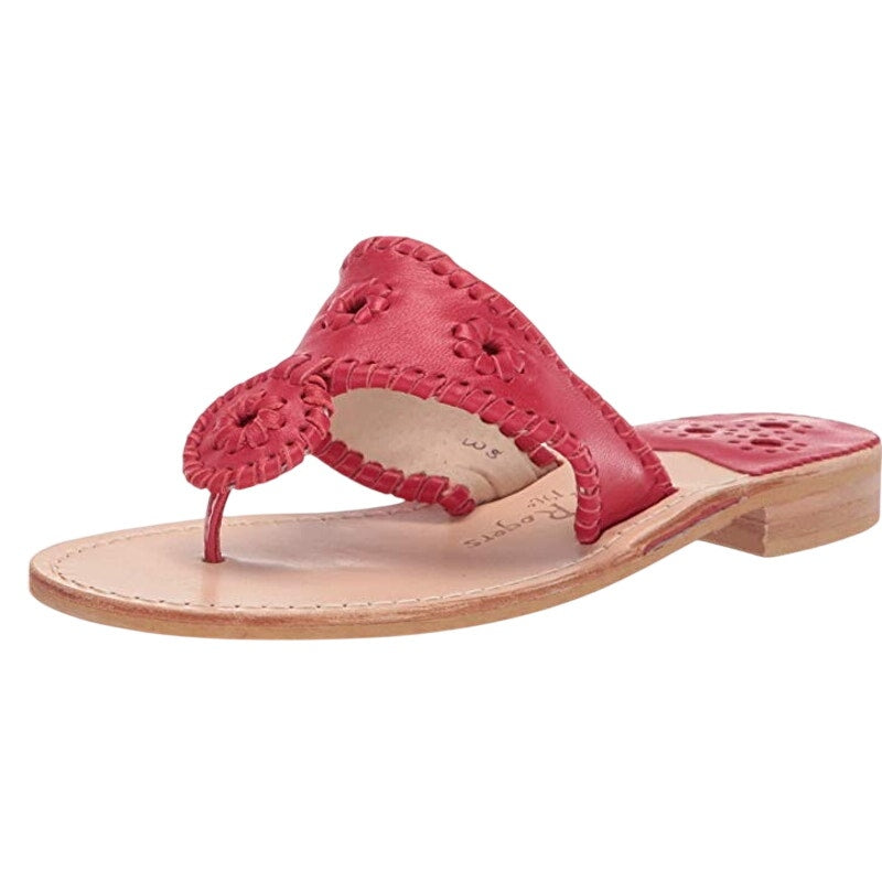 Jack Rogers Womens Jacks Flat Sandals Size 10 M Red Leather NWOB