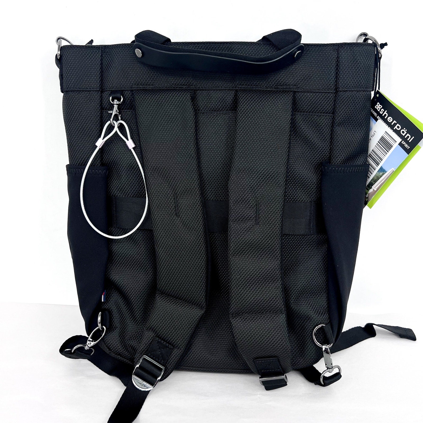 SHERPANI Soleil Anti-theft Convertible Backpack Tote Large Black Carbon NWT