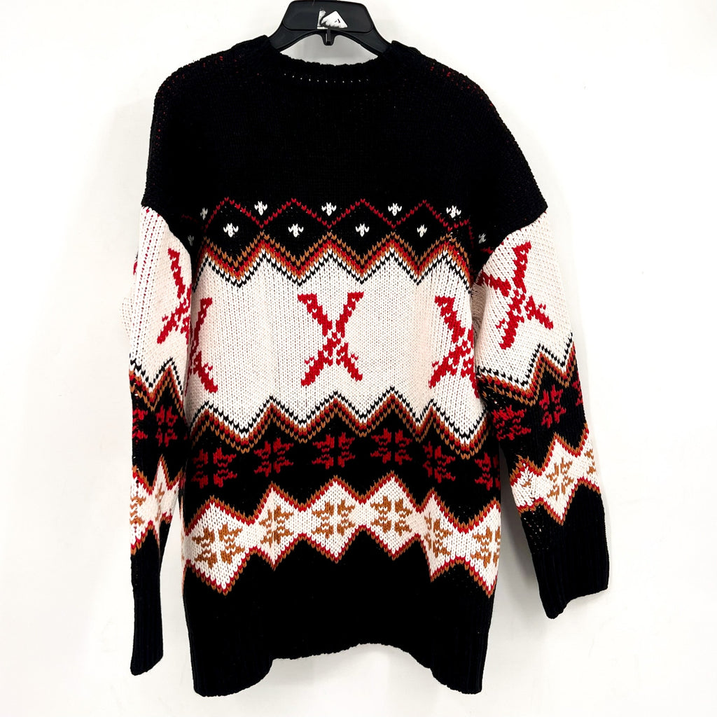 SHOW ME YOUR MUMU Women's Ski in Sweater Medium Black White Red Knit NWT