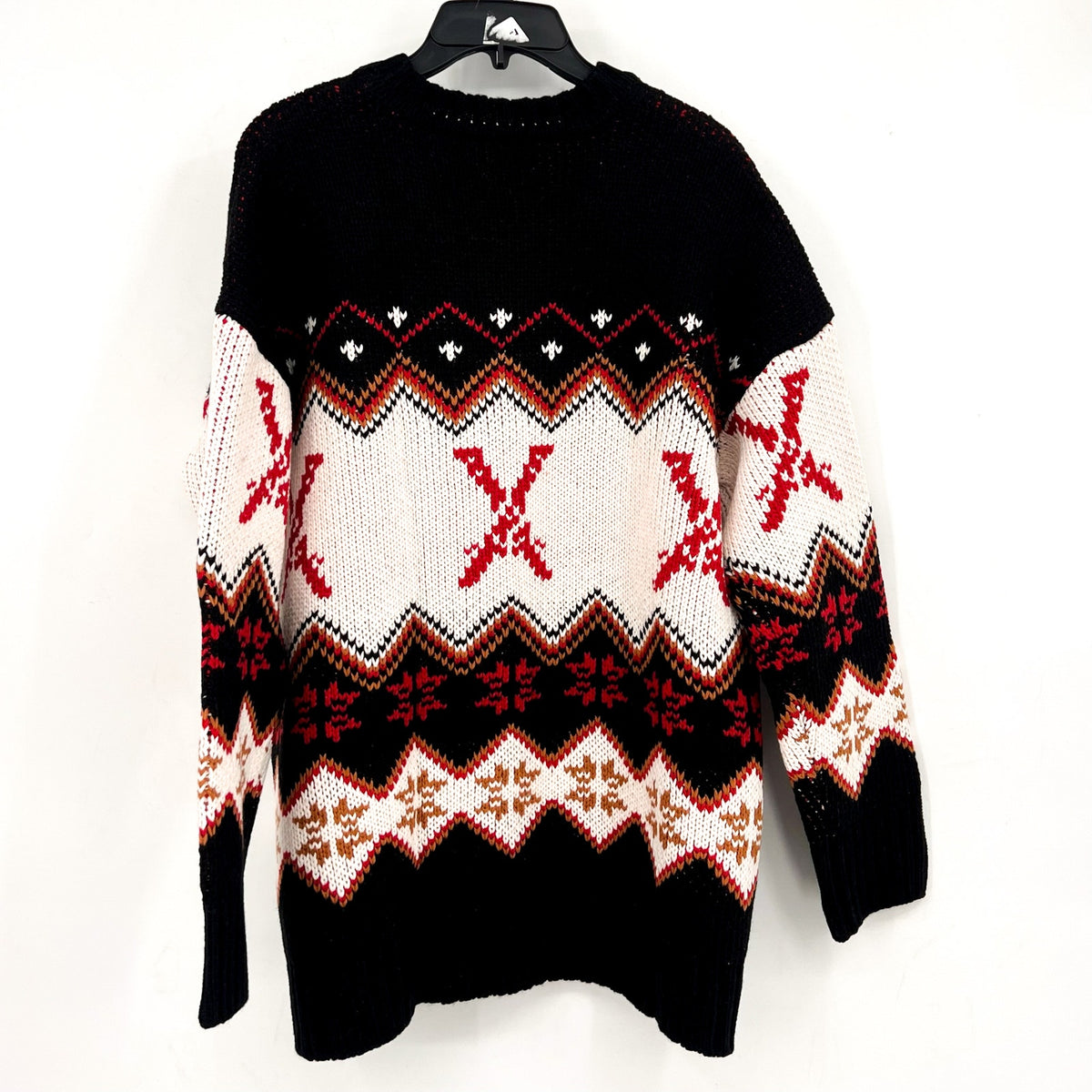 SHOW ME YOUR MUMU Women's Ski in Sweater Medium Black White Red Knit NWT