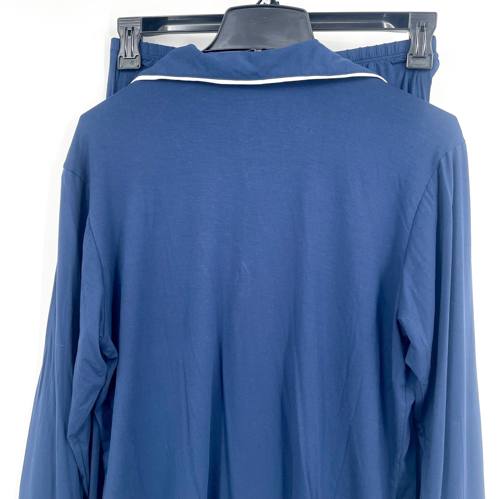 EBERJEY Women's Gisele Long PJ Set Small Navy Blue Ivory TENCEL Modal NWOT