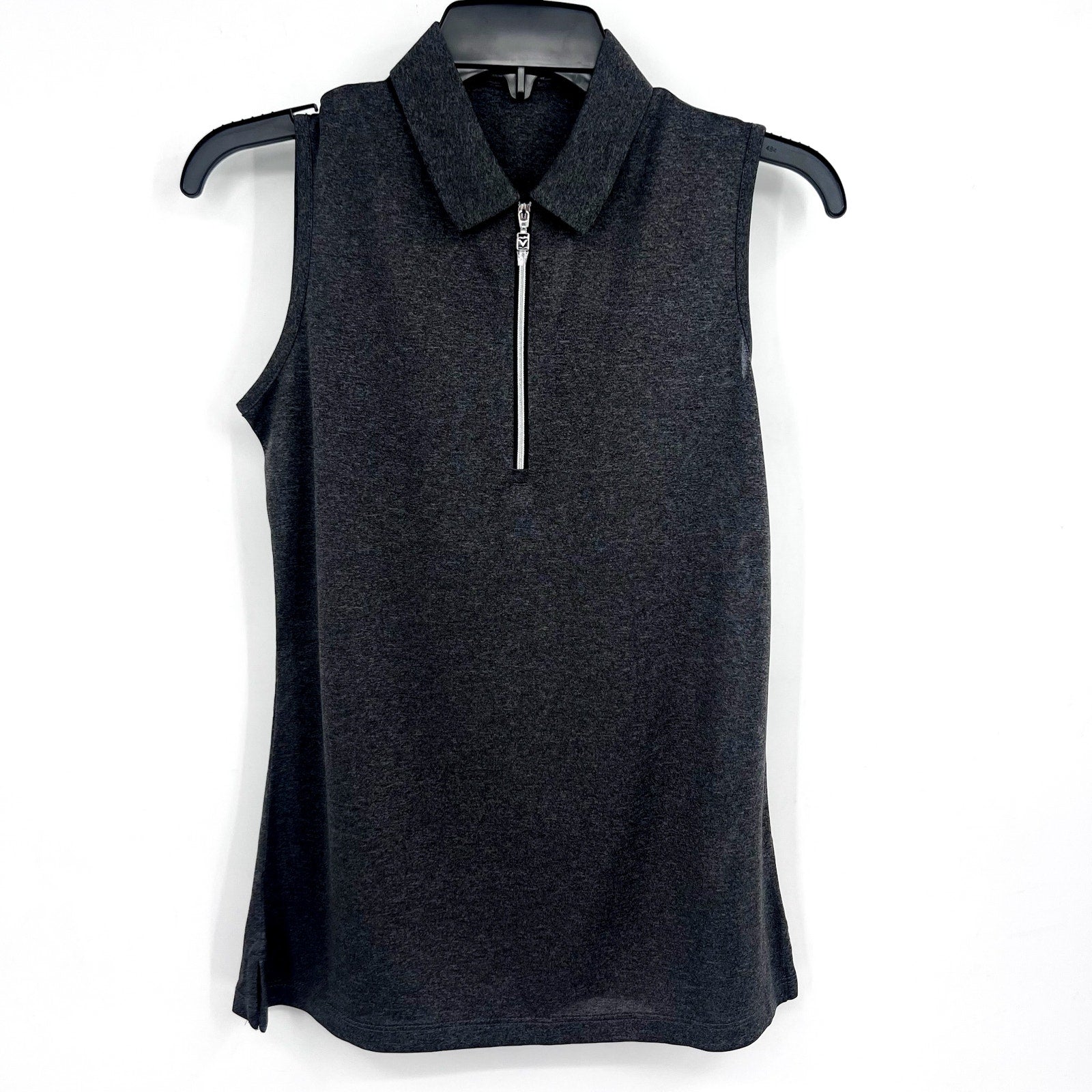 CALLAWAY Women's 1/4 Zip Sleeveless Polo Shirt Small Black Heather Golf NWT