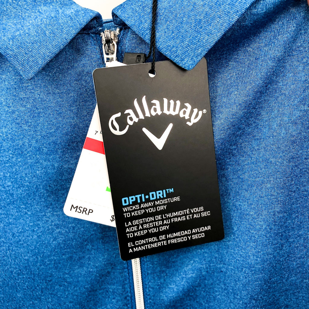 Callaway Womens Golf Polo Shirt XS Blue Heather Quarter Zip Short Sleeve NWT