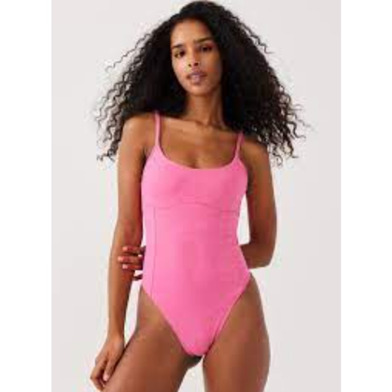 OUTDOOR VOICES Women's TechSweat Tank Leotard Bodysuit Large Pink Cerise NWT