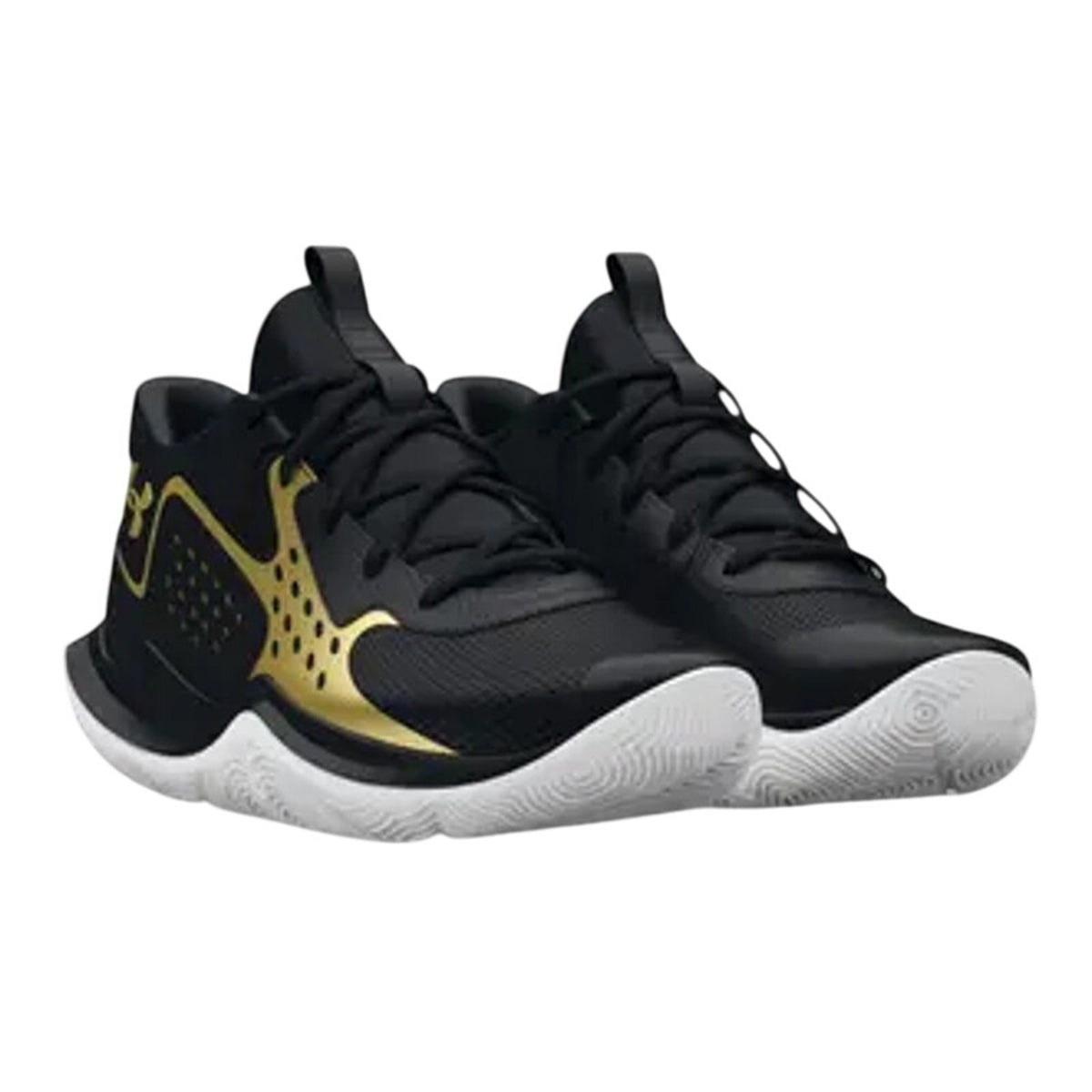 Under Armour Boys GS Jet '23 Basketball Athletic Shoes 4 Youth Black Gold NWOB