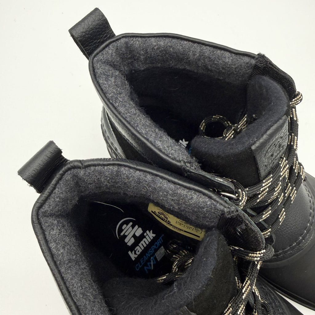 Kamik Mens Hemlock Lo Winter Boots US 8 Black Leather Waterproof Insulated NIB