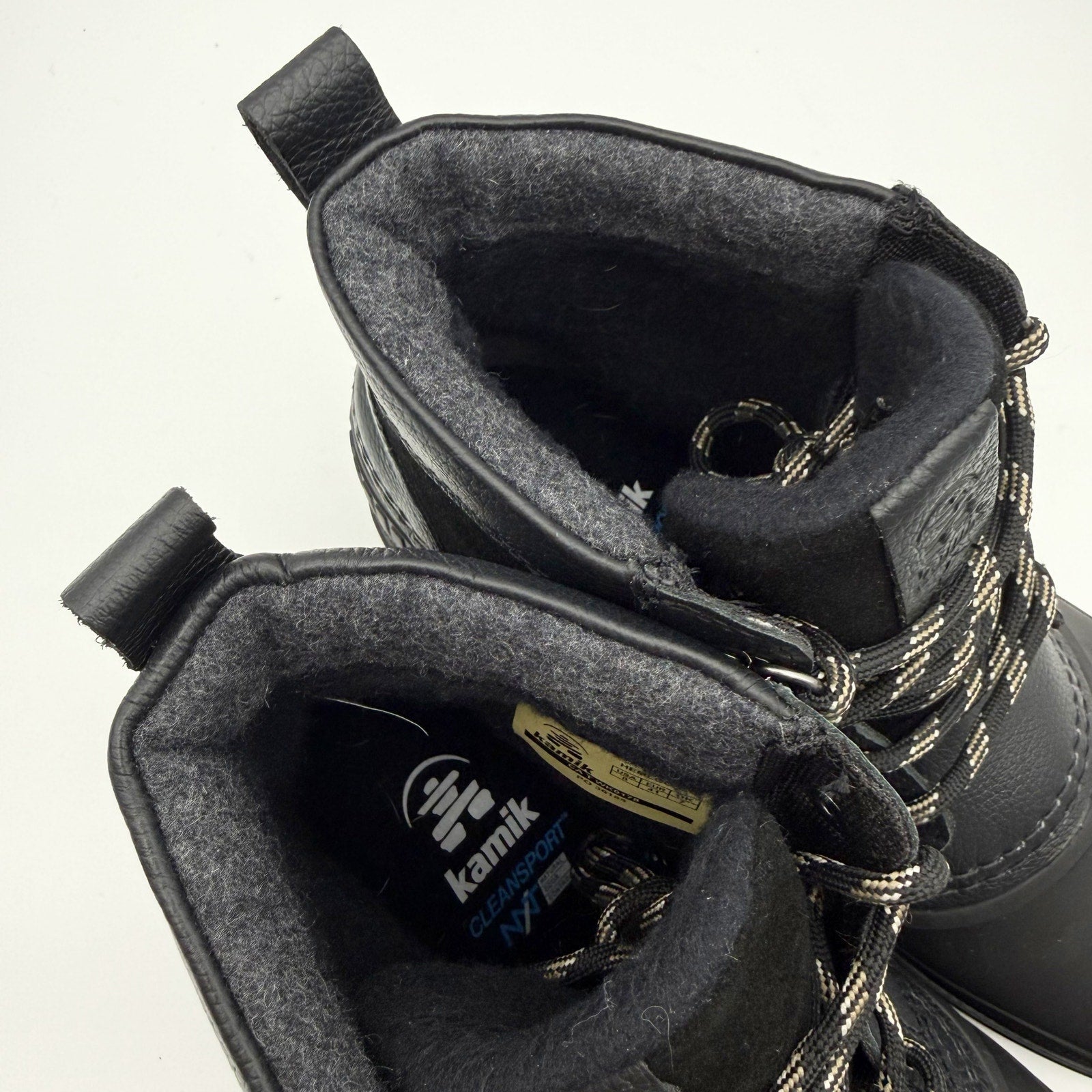 Kamik Mens Hemlock Lo Winter Boots US 8 Black Leather Waterproof Insulated NIB