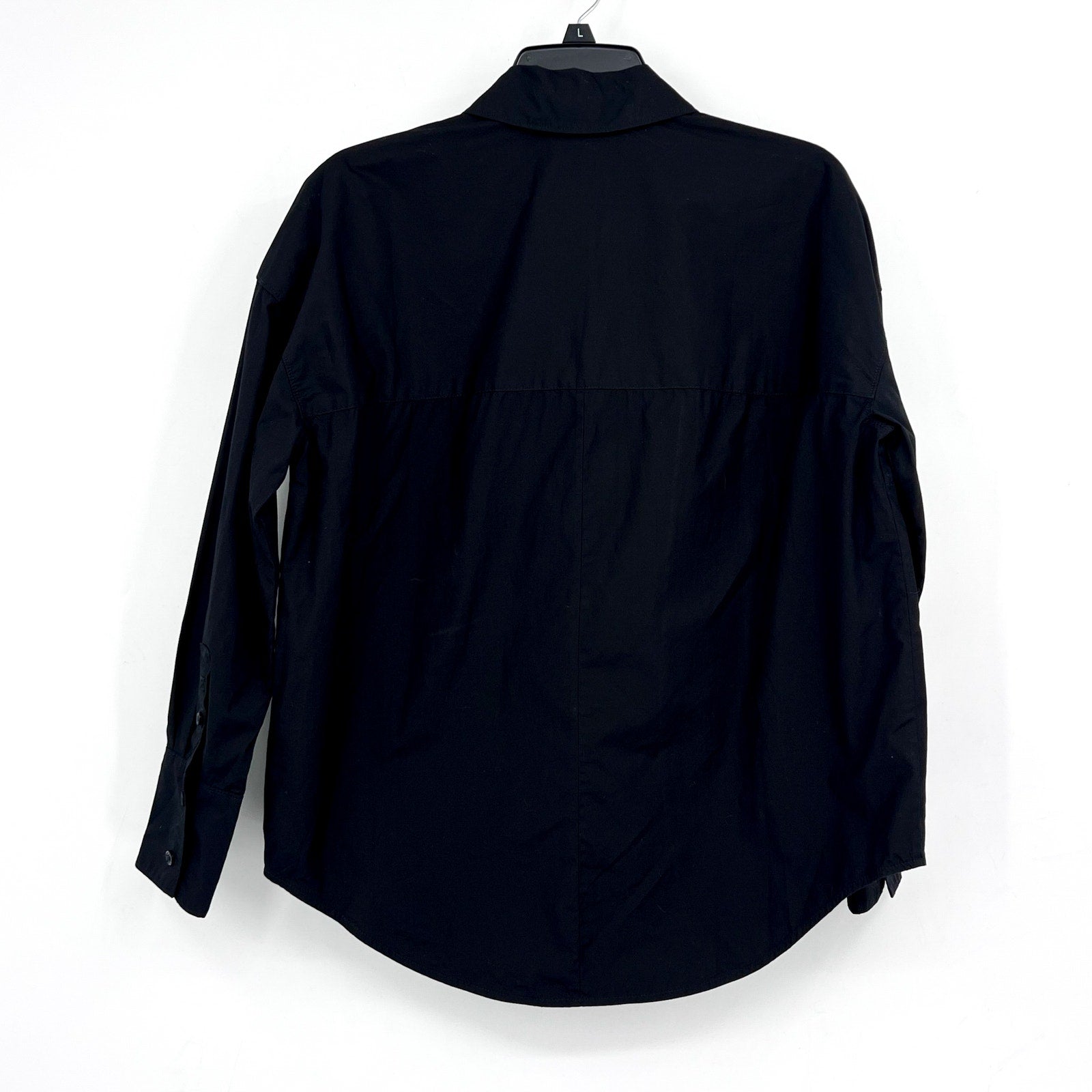 EVERLANE Women's The Oversized Poplin Shirt XXS Black Cotton Long Sleeve NWT