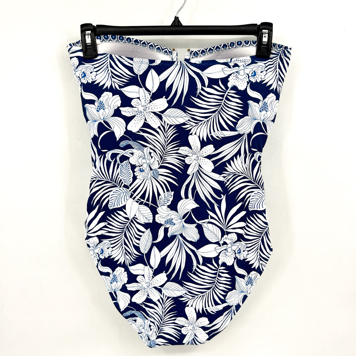TOMMY BAHAMA Island Cays Bandeau One-Piece Swimsuit Size 14 Blue Blooms NWT