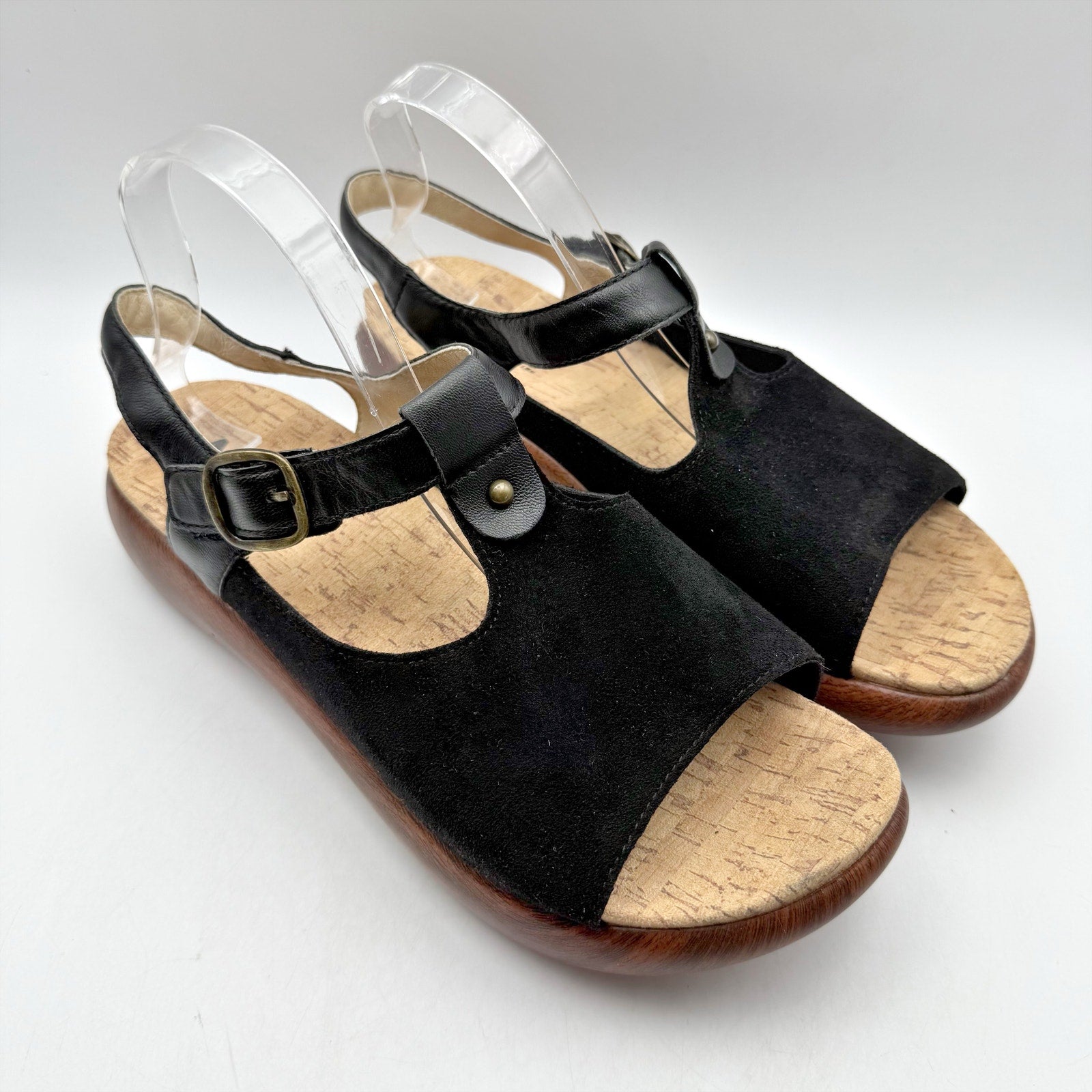 Alegria Womens Betsie Stretch Sandals EU 42 US 11.5-12 Black Leather NWOB