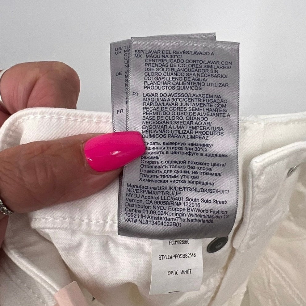 NYDJ Womens's Briella Denim Shorts Size 00 Petite Optic White Cuffs Bermuda NWT