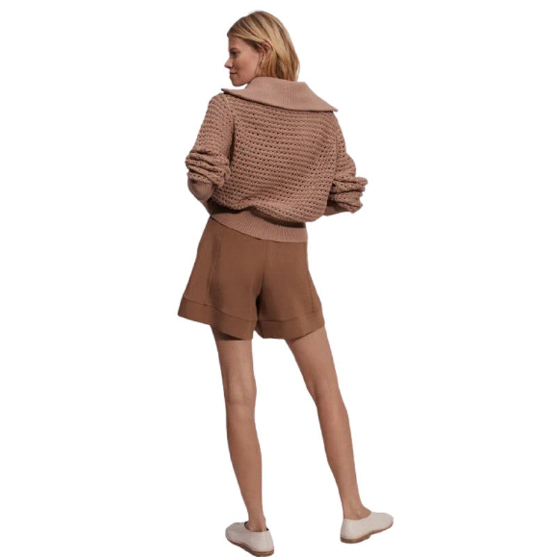 VARLEY Women's Eloise Full Zip Knit Jacket Small Tan Warm Taupe Pointelle NWT