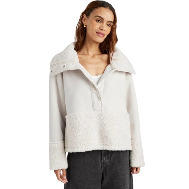 Splendid Womens Sienna Teddy Jacket Size XS Light Grey Pullover NWT