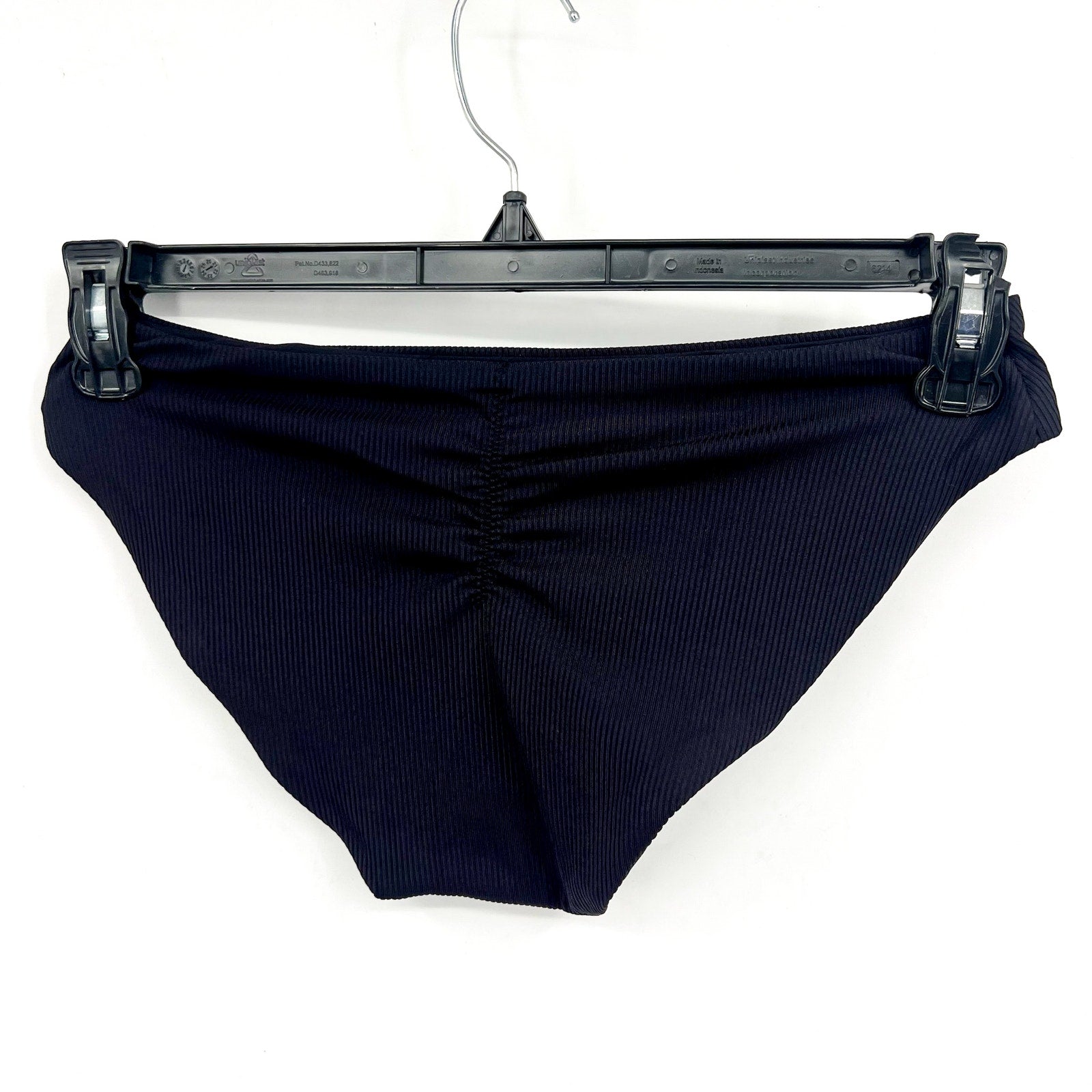 BECCA Women's Modern Edge American Ribbed Ruched Bikini Bottom Small Black NWT