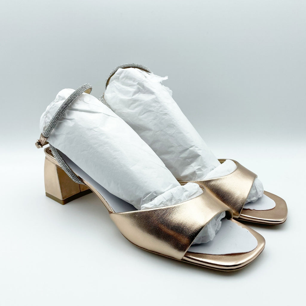 Badgley Mischka Womens Infinity II Heel Sandals US 8 EU 38.5 Champagne Pink NIB