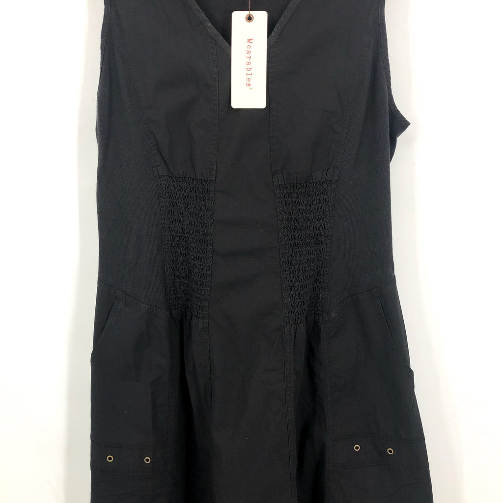 XCVI Women's Gibbon Tank Dress 2.0 Small Black V Neck Sleeveless Pockets NWT