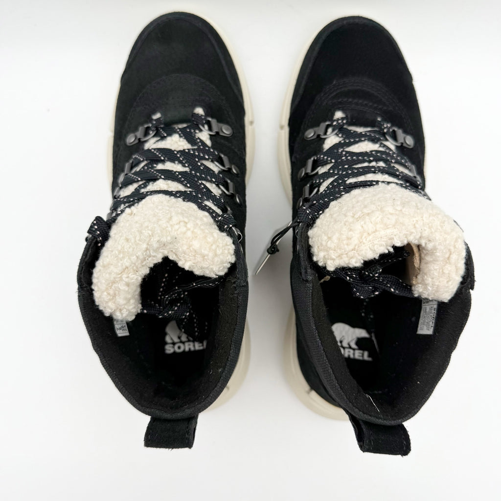 Sorel Women Explorer Next Hiker Bootie US 7 Black Suede Waterproof Insulated NIB