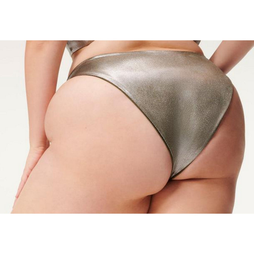 Good American Metallic Better Bikini Bottom XXL Silver Green Reversible NWT