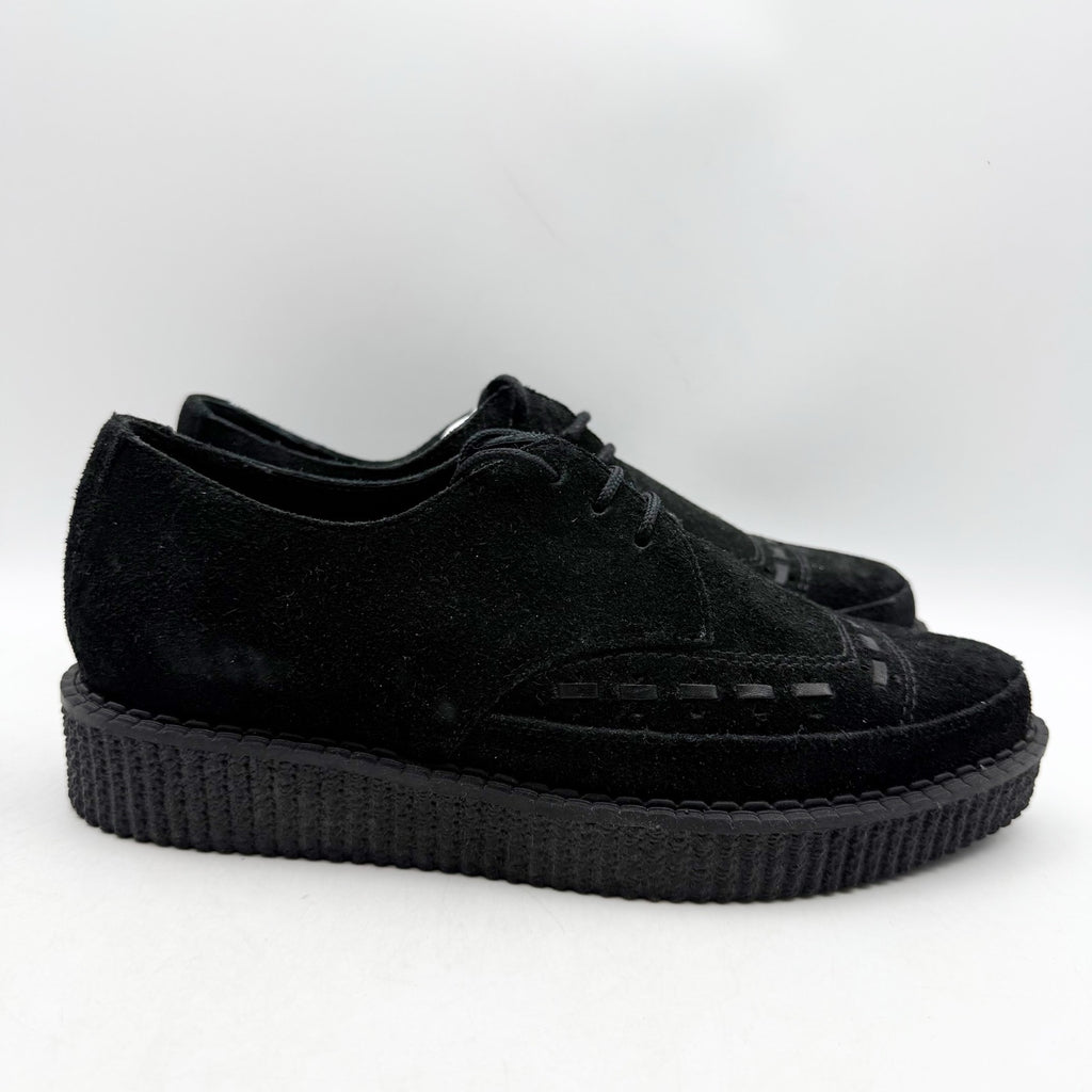 RE/DONE Women Creeper Oxford Shoe EU 37 US 7 Black Suede Platform NWOB