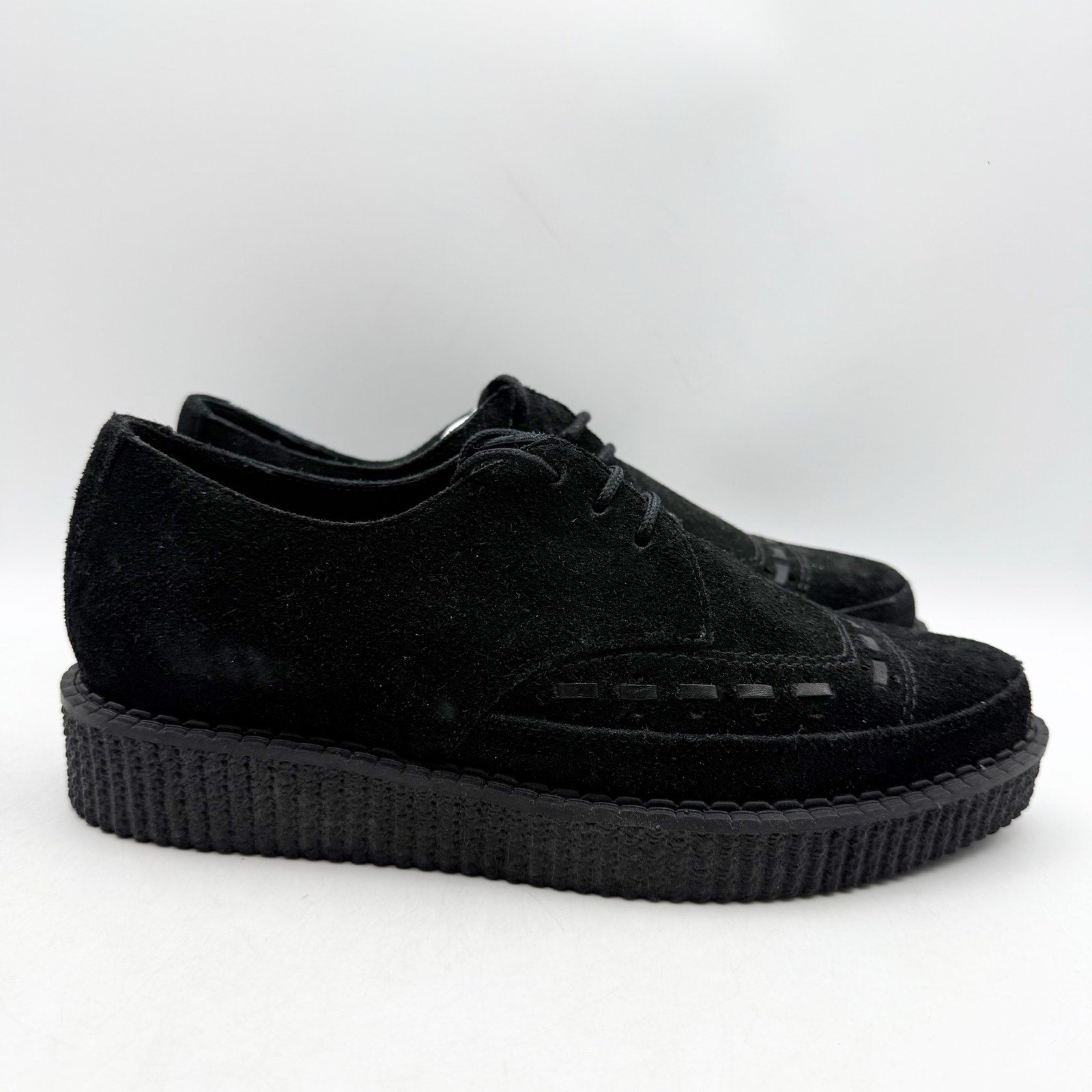 RE/DONE Women Creeper Oxford Shoe EU 37 US 7 Black Suede Platform NWOB