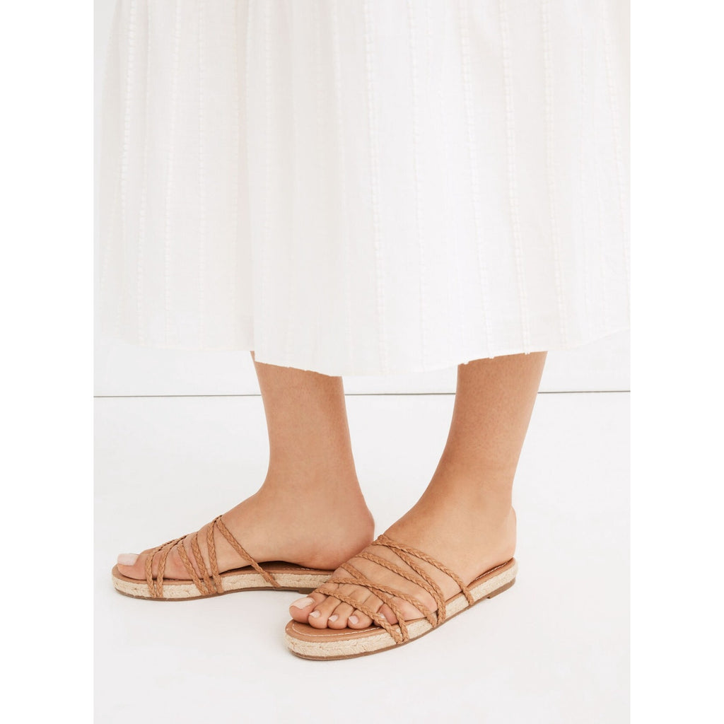 Madewell Women's Kathryn Espadrille Slide Sandal US 8.5 Brown Leather MD777 NWOB