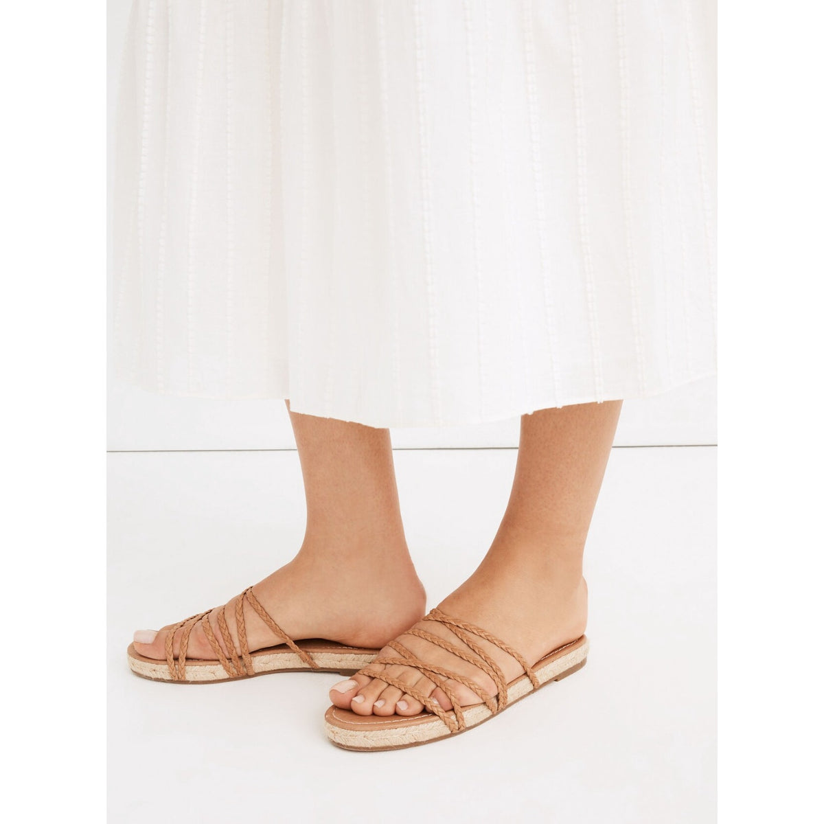 Madewell Women's Kathryn Espadrille Slide Sandal US 8.5 Brown Leather MD777 NWOB