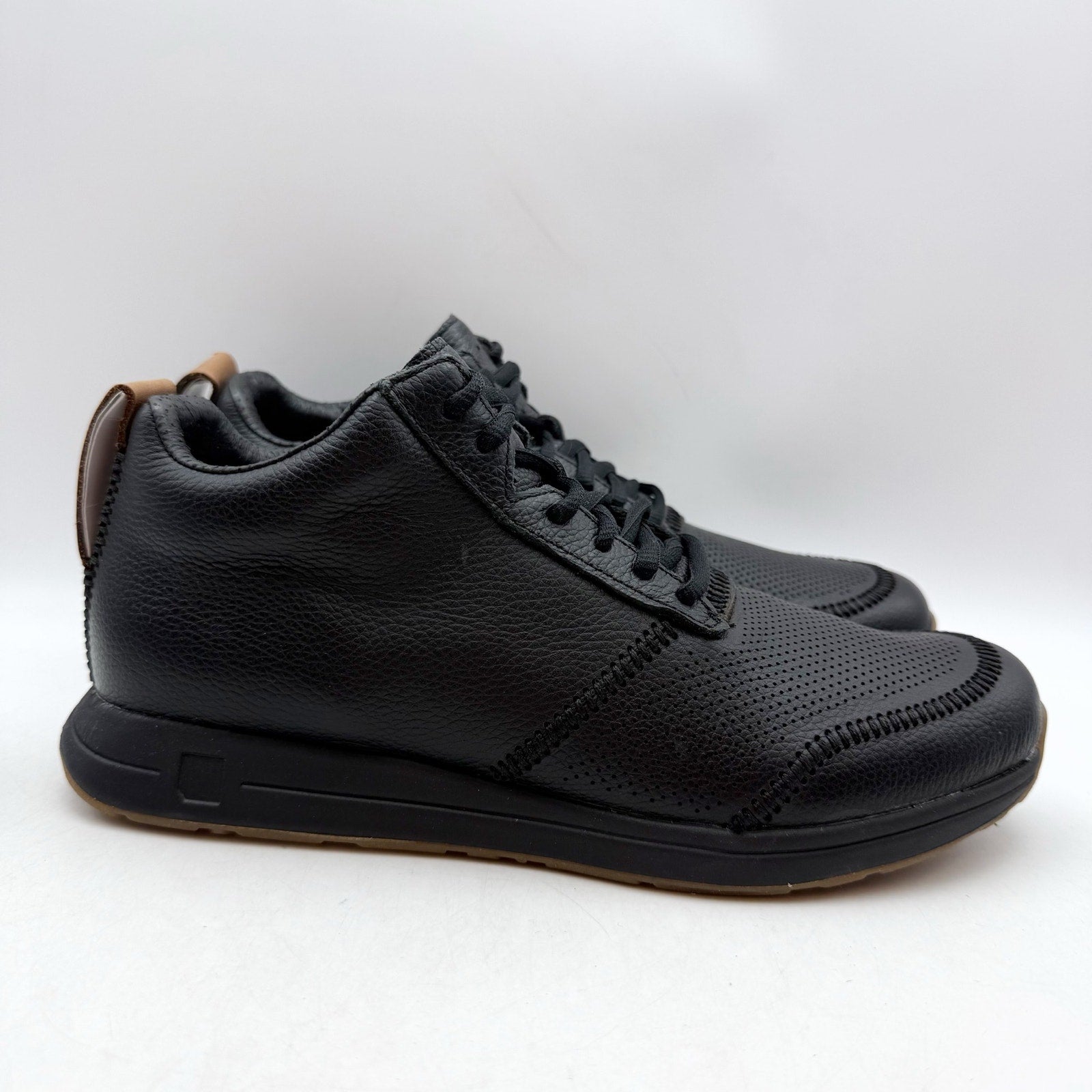 YORK Athletics Womens The Henry Mid Trainer Sneakers US 8 Black Leather NIB