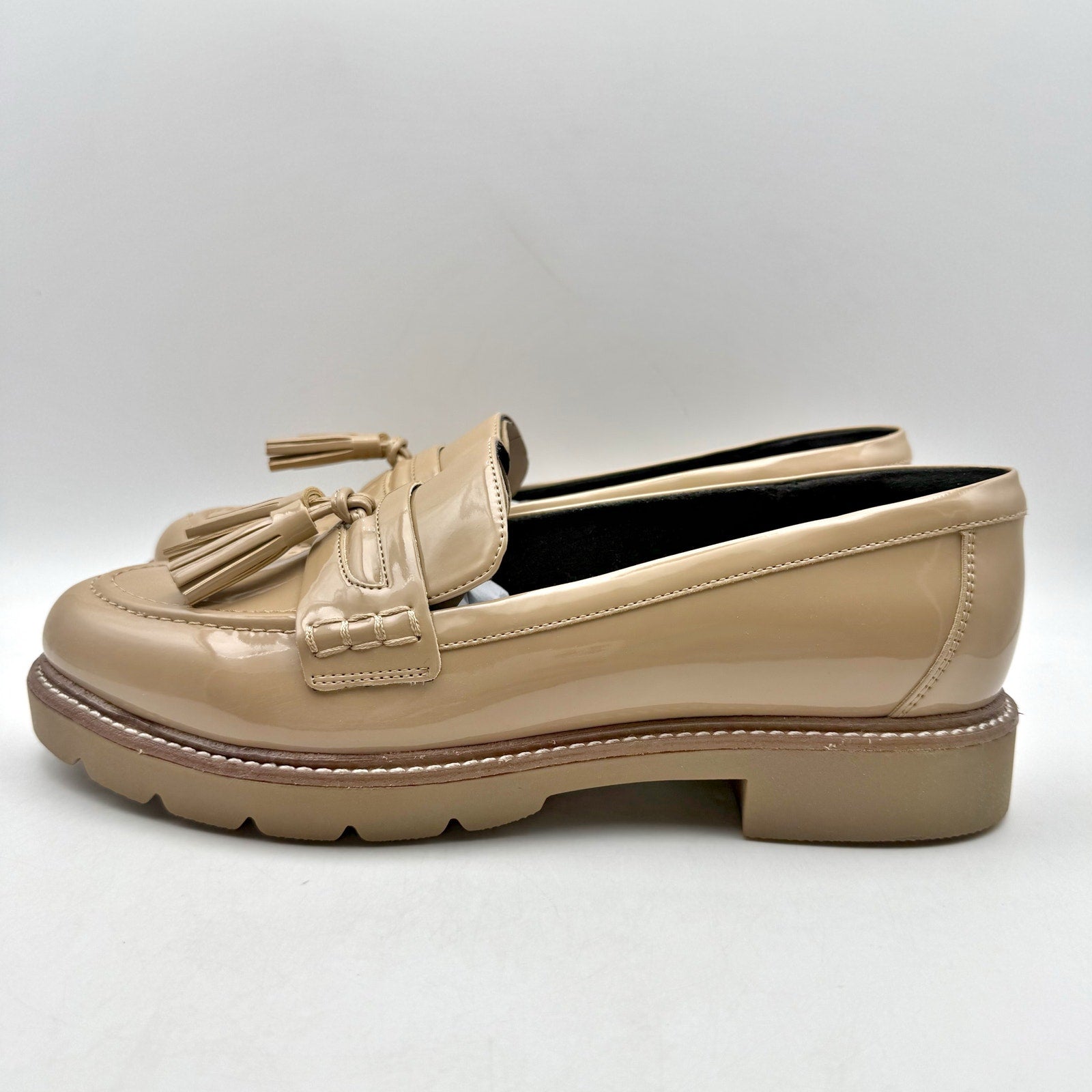 Rockport Womens Kiara Loafers US 9.5 M Tan Natural Vegan Patent Leather NWOB
