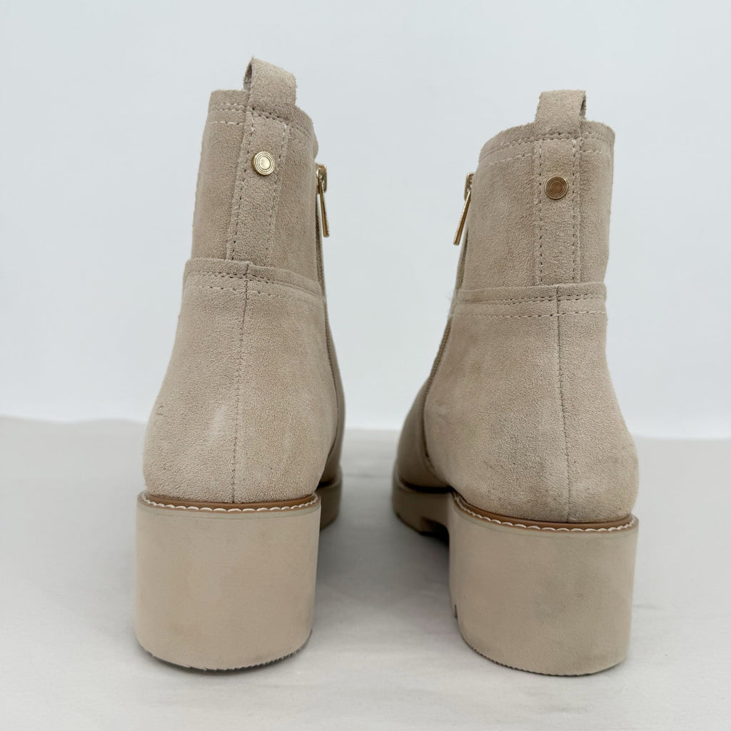 Naturalizer Womens Darry Platform Ankle Booties Size 12 WIDE Beige Suede NWOB