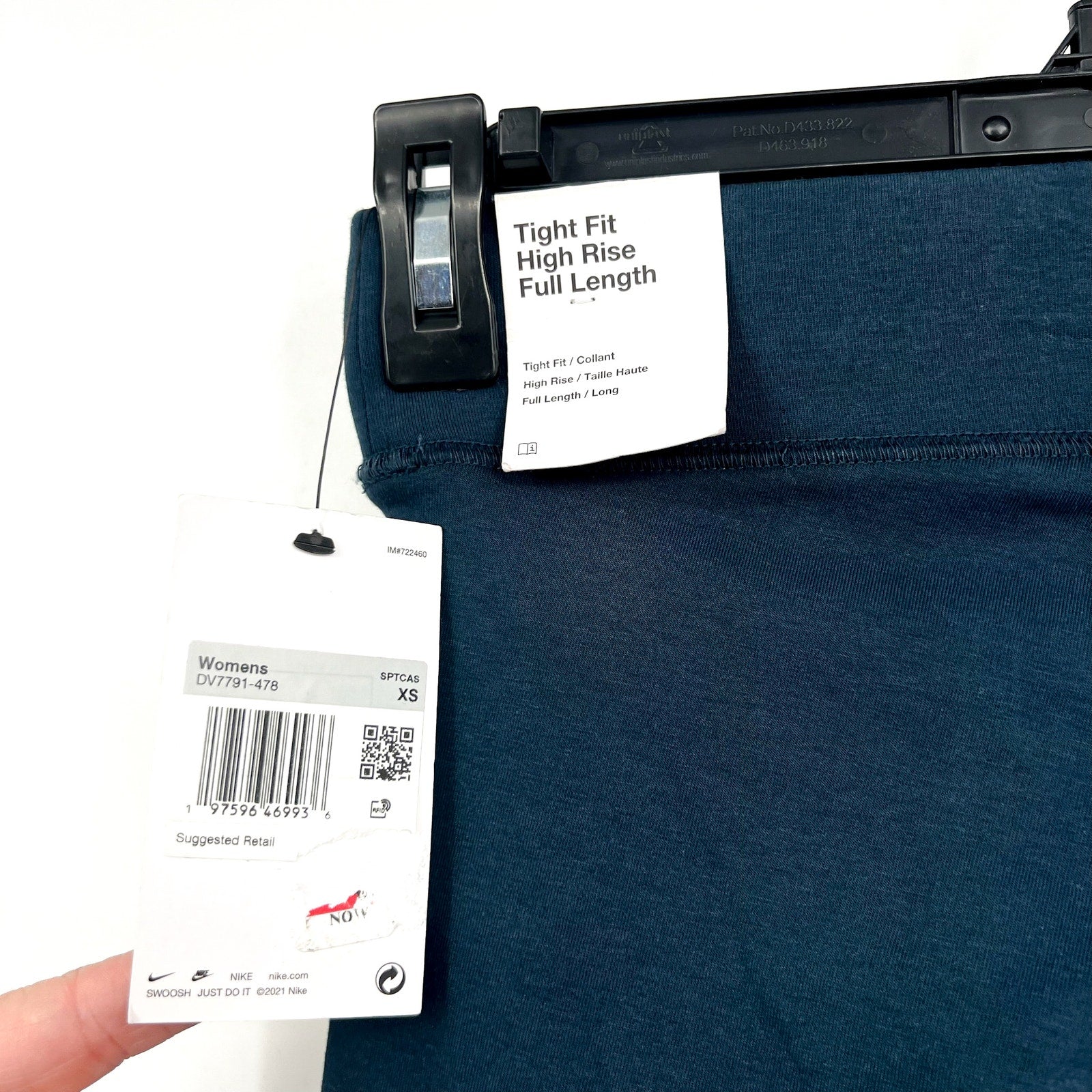 Nike Womens Logo Full Length Leggings XS Navy Blue Athletic High-Waisted NWT