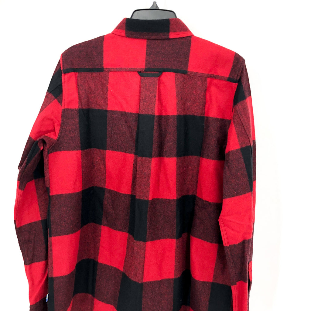 FJALLRAVEN Womens Canada Plaid Shirt Large Red Black Shacket Wool NWT