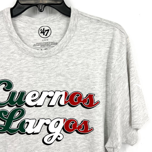 47 BRAND Mens Cuernos Lagros Texas Longhorn Tshirt Large Grey Short Sleeve NWT