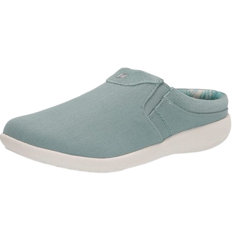 Spenco Womens SIESTA NUEVO Casual Slides Size 7.5 Mineral Blue Canvas Clogs NIB