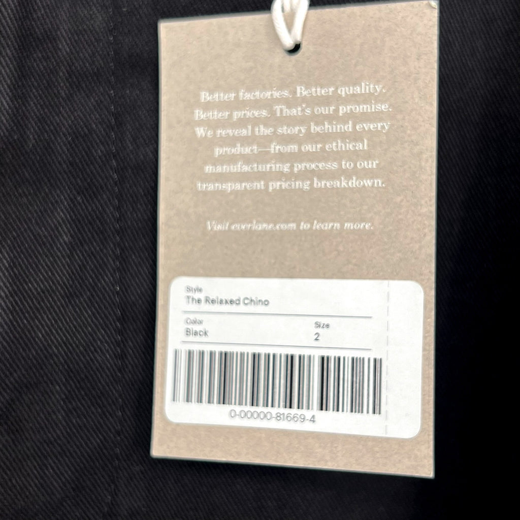 EVERLANE Women's The Relaxed Chino Pants Size 2 Black Buttersoft Barrel Fit NWT