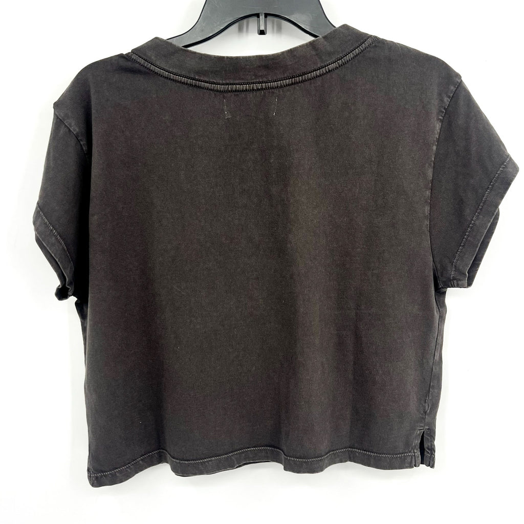 L*SPACE Women's West Coast Top Large Ash Short Sleeve V Neck Tshirt NWT