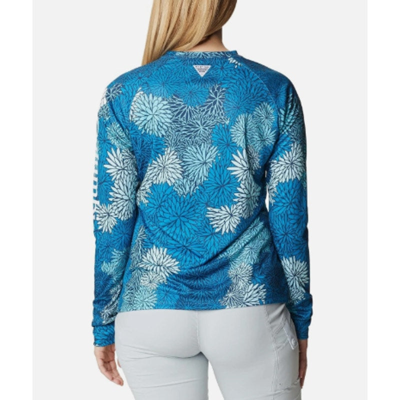 Columbia Womens Super Tidal Tee Small Blue Carbon Anemones Long Sleeve NWOT