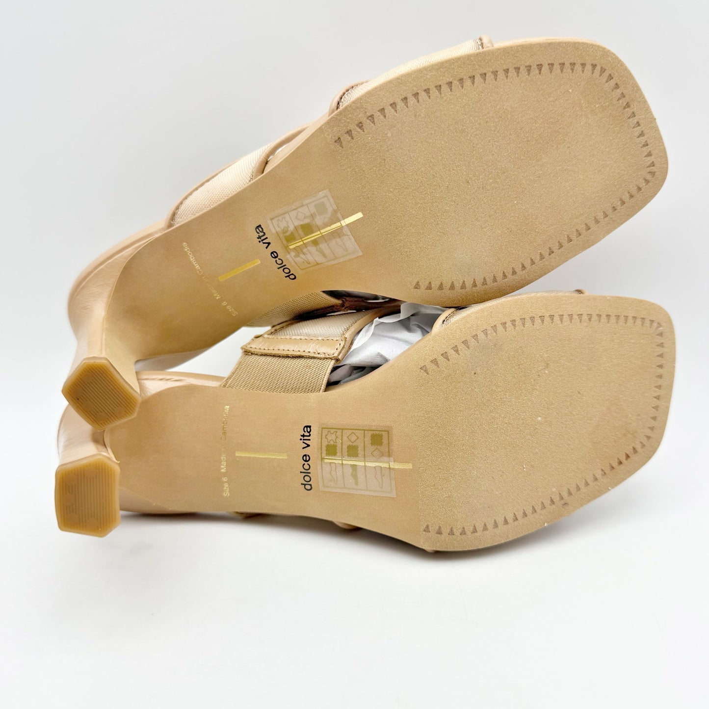 Dolce Vita Womens Gitel Heeled Sandals US 6 Light Tan Leather NIB