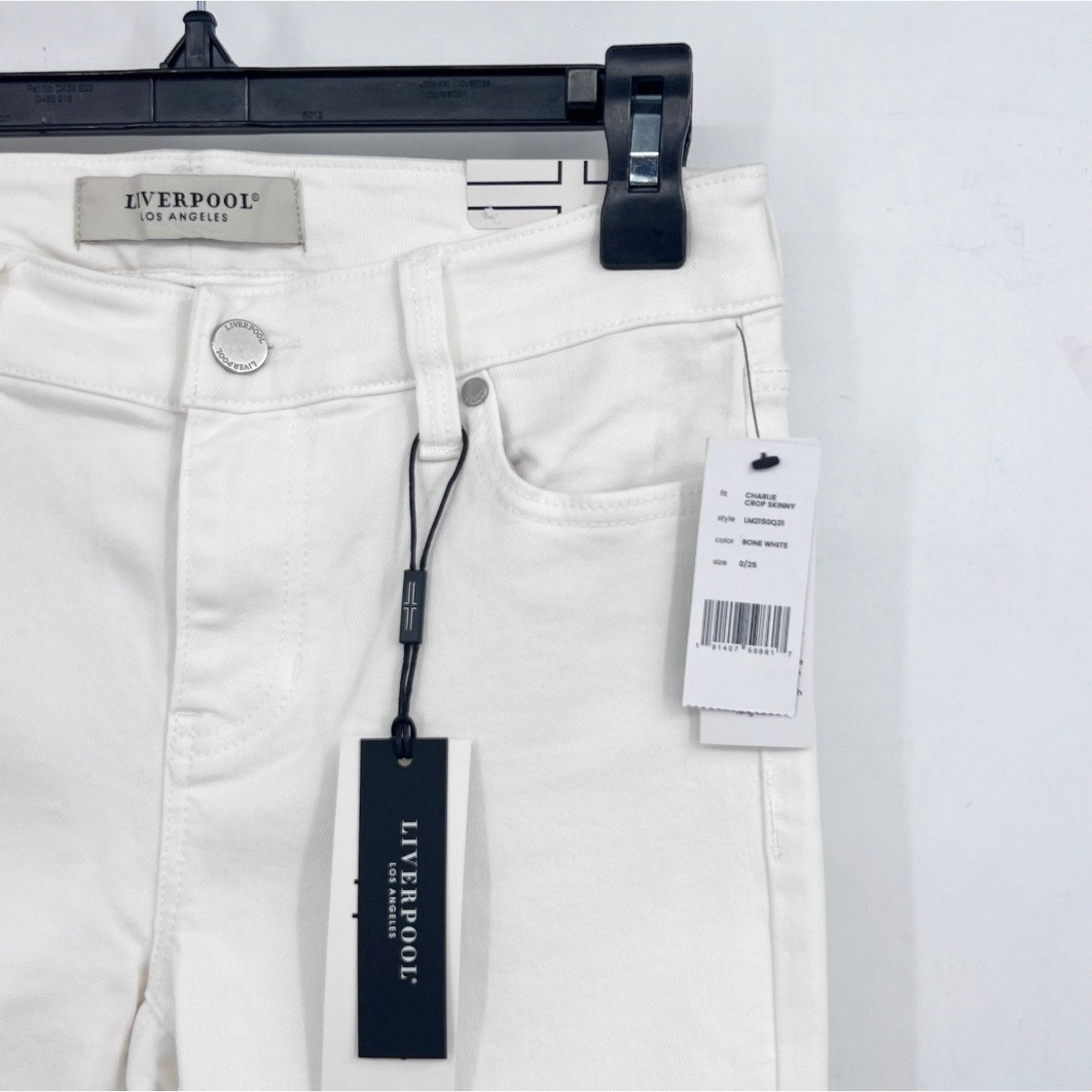 LIVERPOOL Charlie Crop Skinny Jeans Size 25 US 0 Bone White Cuff High Rise NWT