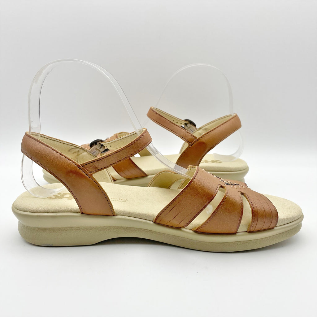 SAS Womens Huarache Sandals Size 7.5 NARROW Tan Leather Adjustable Strap NIB