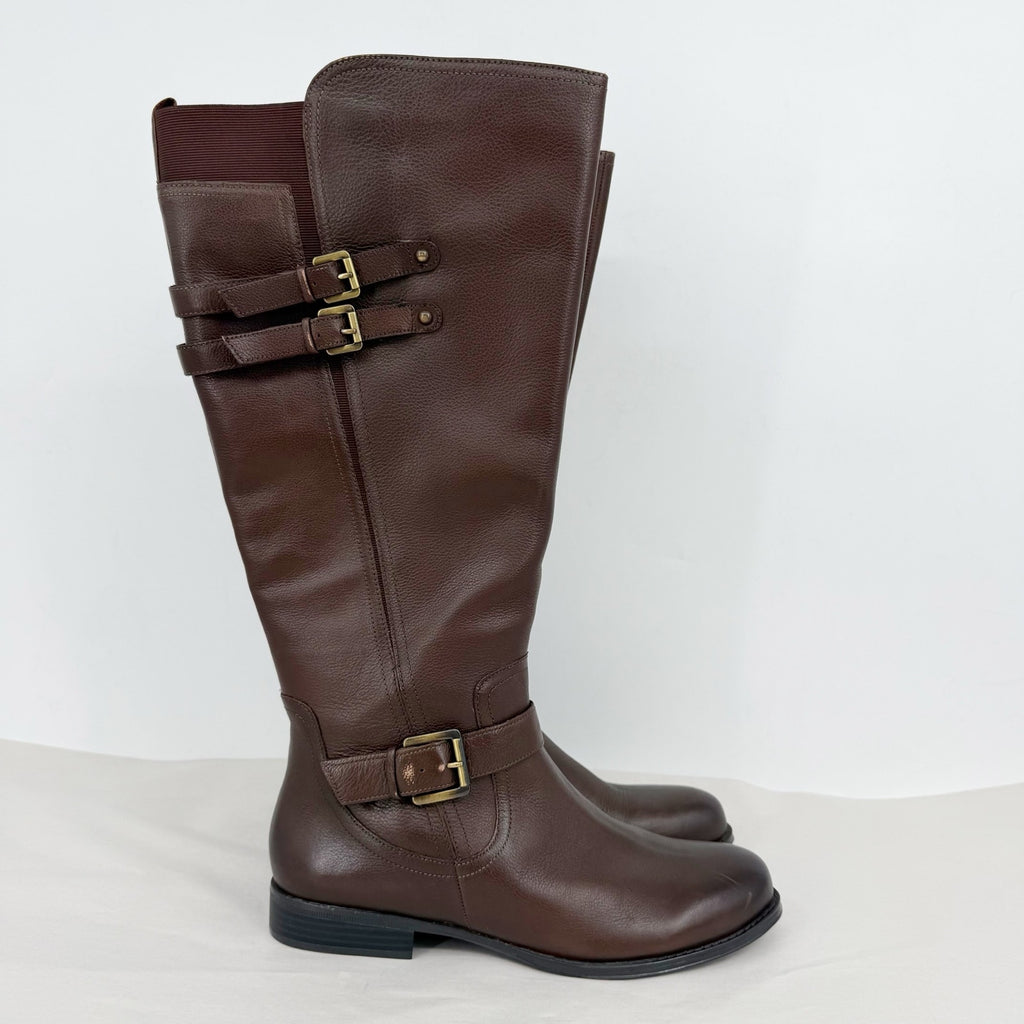 Naturalizer Womens Jessie Knee High Boots US 12 Wide WC Dark Brown Leather NWOB