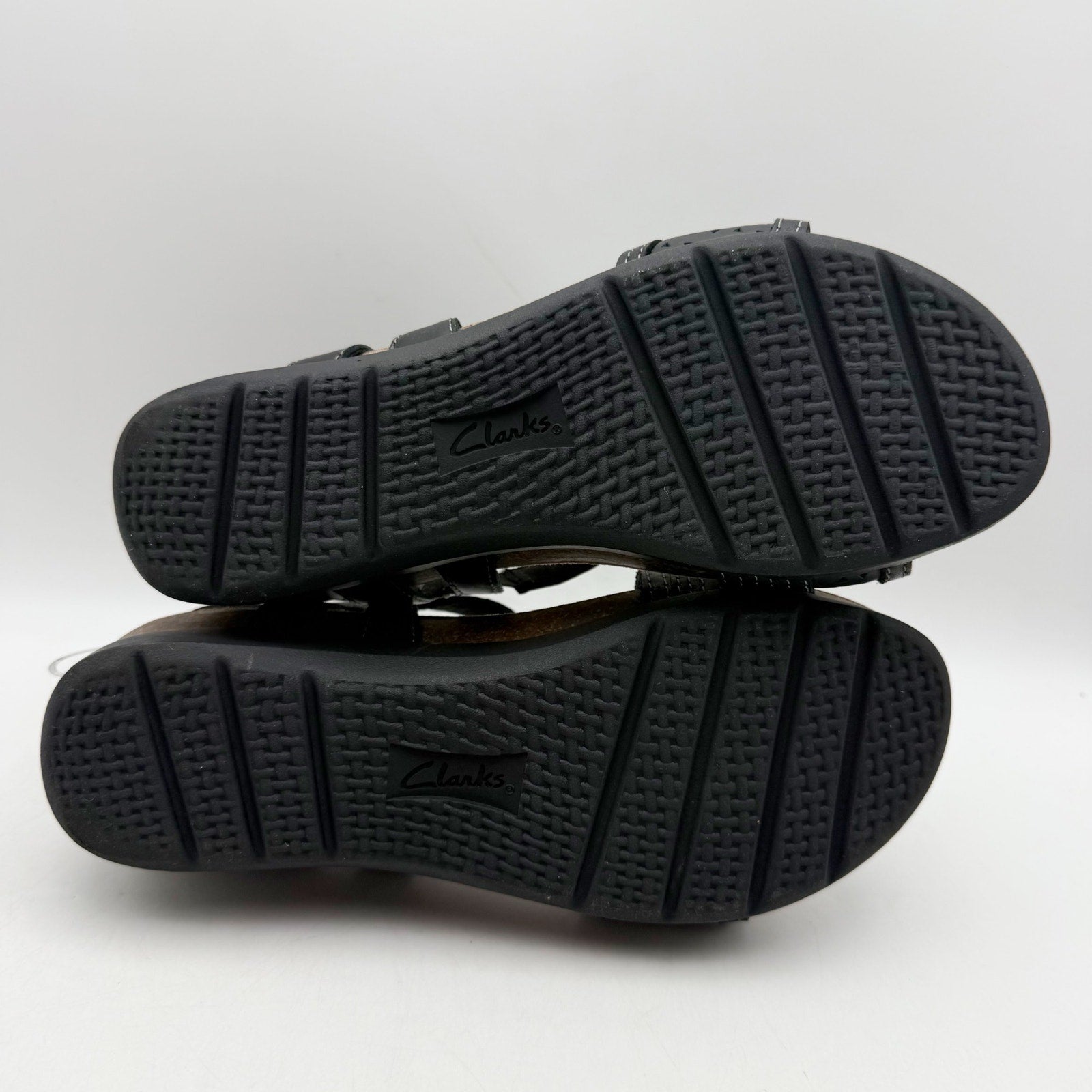 Clarks Womens Calenne Carmen Wedge Sandals US 8.5 M Black Leather NWOB