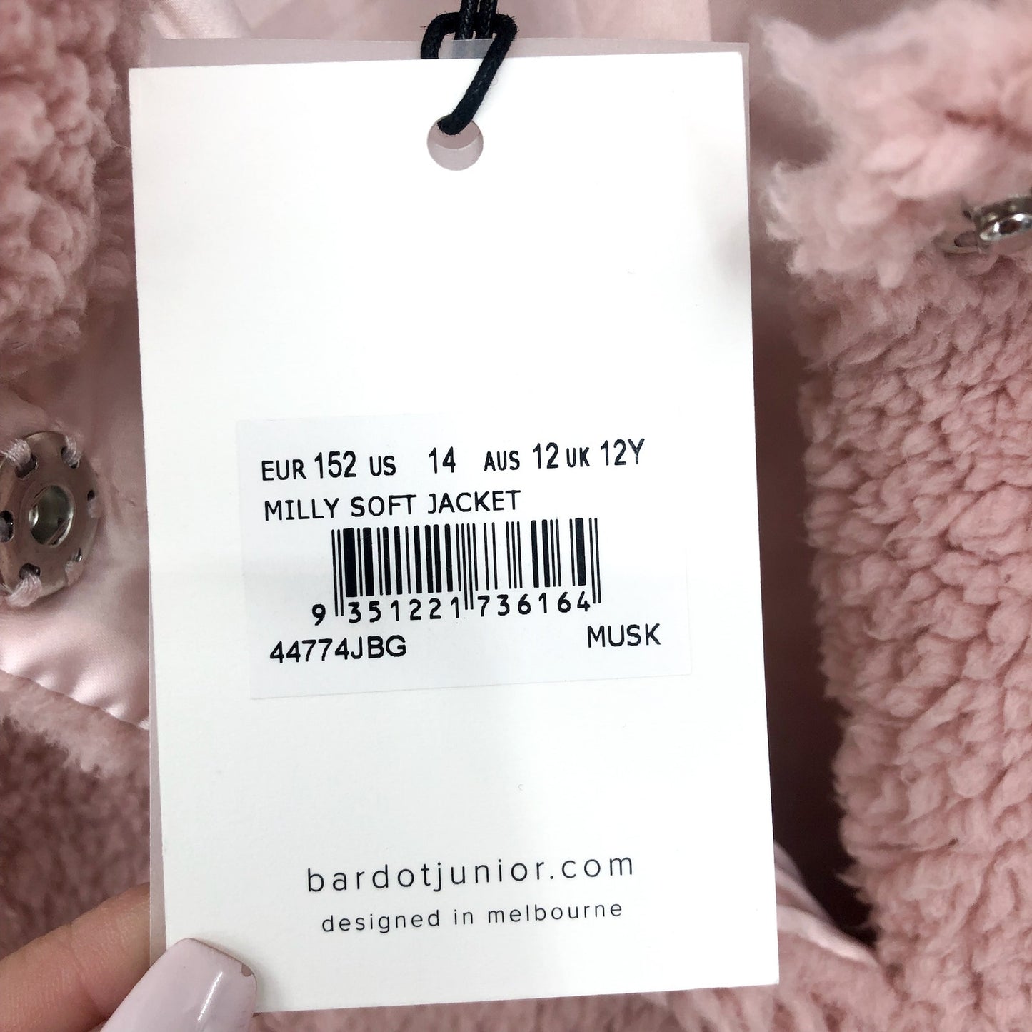 BARDOT JUNIOR Girl's Milly Soft Teddy Jacket XL US 14 Pink Musk Faux Fur NWT