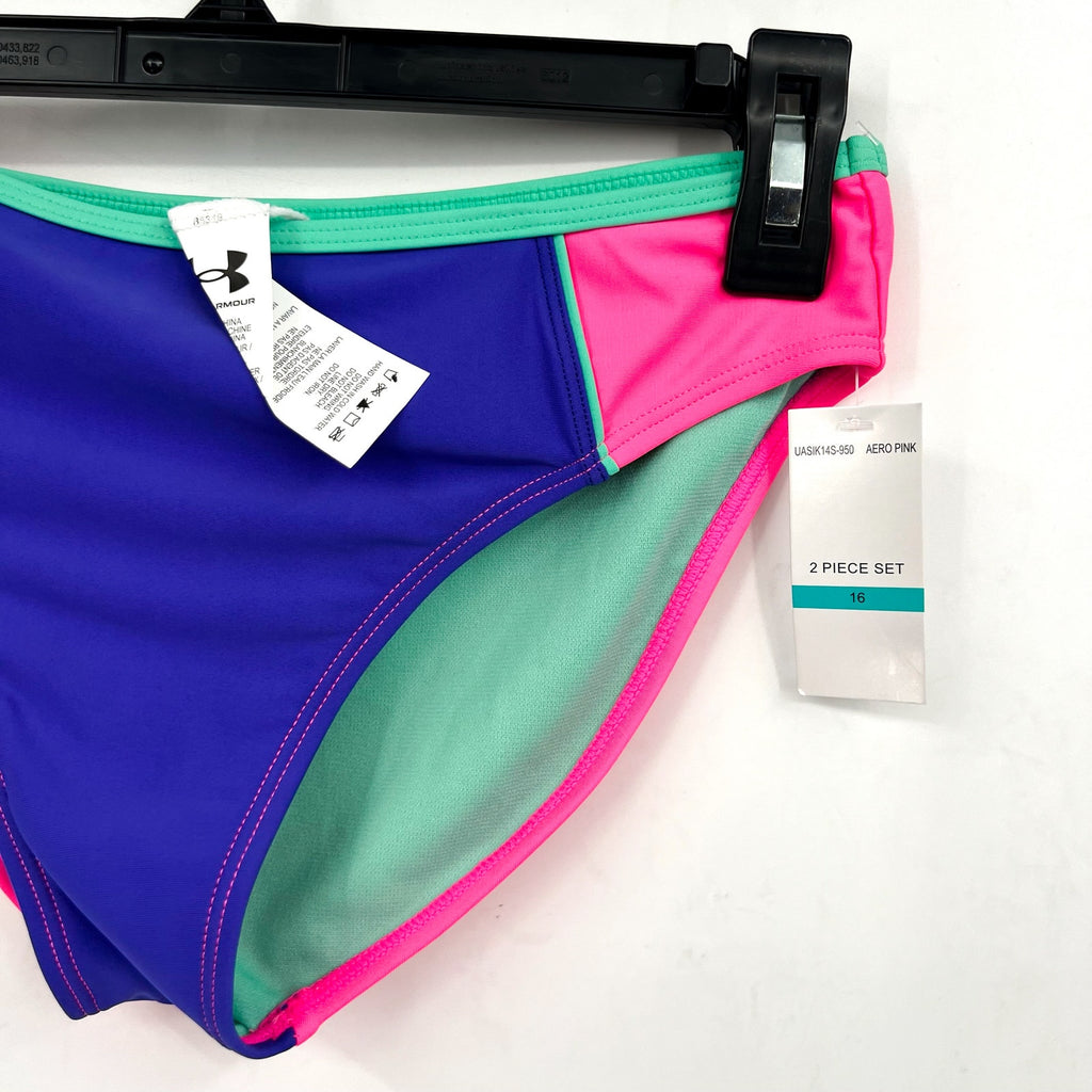 UNDER ARMOUR Girls Tankini & Hipster Bikini Swimsuit Size 12 Pink Blue NWT