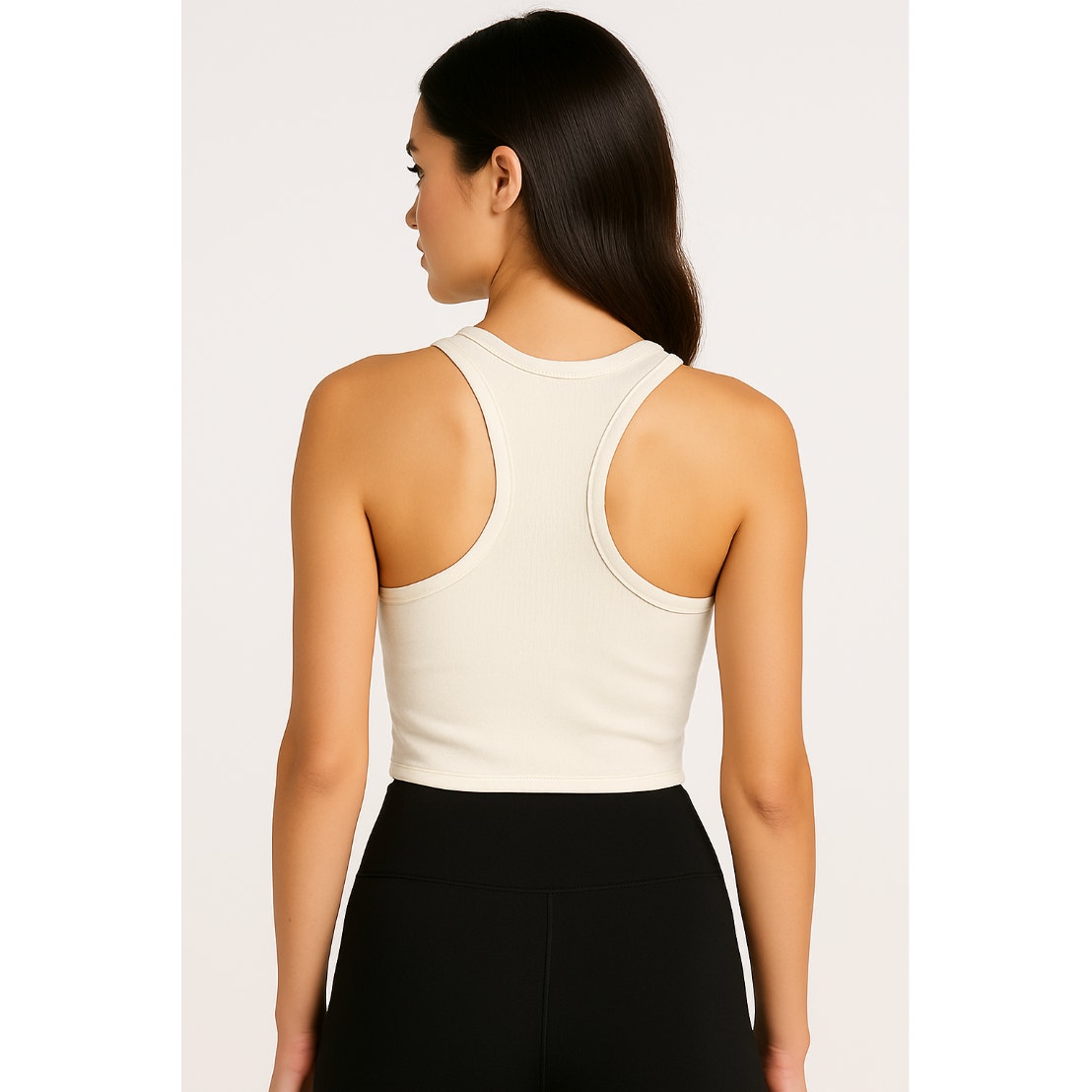 ACTIVE CASHMERE Women's Cashmere Crop Tank Top XL Cream Racerback NWT